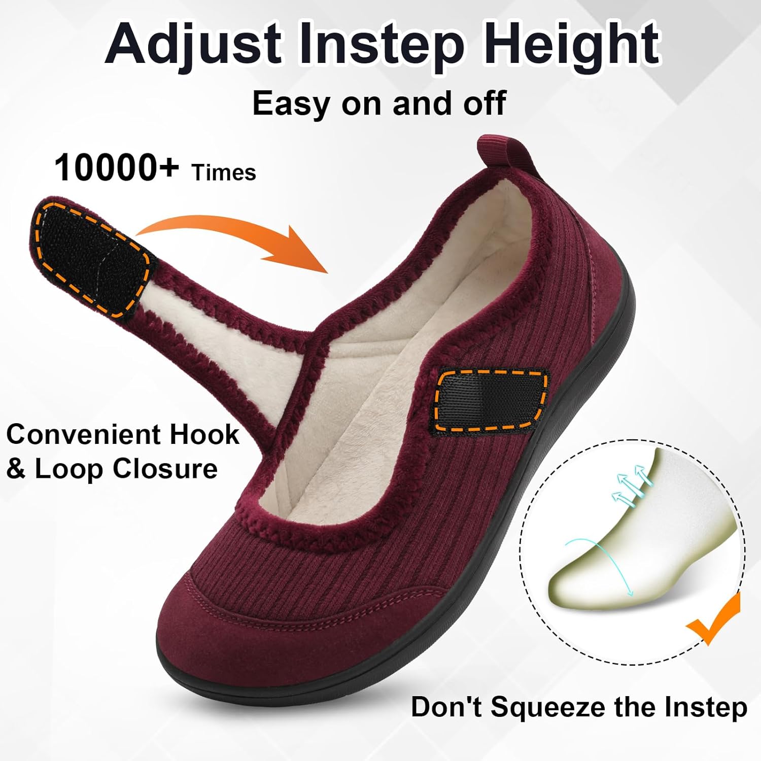 BARERUN Womens Slippers Wide Diabetic Shoes for Women Adjustable House Slippers Swollen Bunions Neuropathy House Shoes Stable Non Slip Barefoot Walking Shoes Indoor Outdoor - Image 5