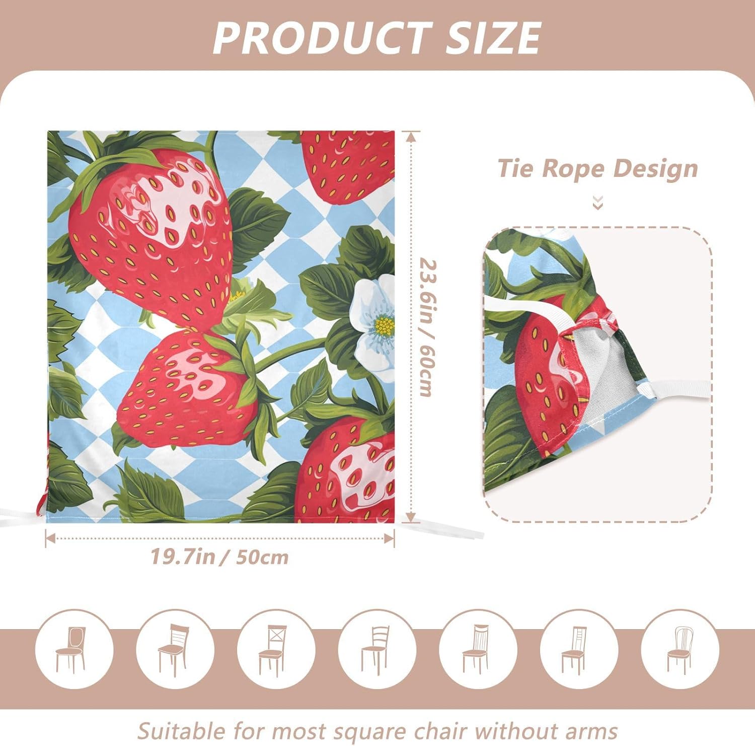 ALAZA Strawberry Geometric Chair Back Cover Set of 6, Washable Reusable Removable Chair Slipcovers Decorative Chair Cover for Home Kitchen Wedding Party