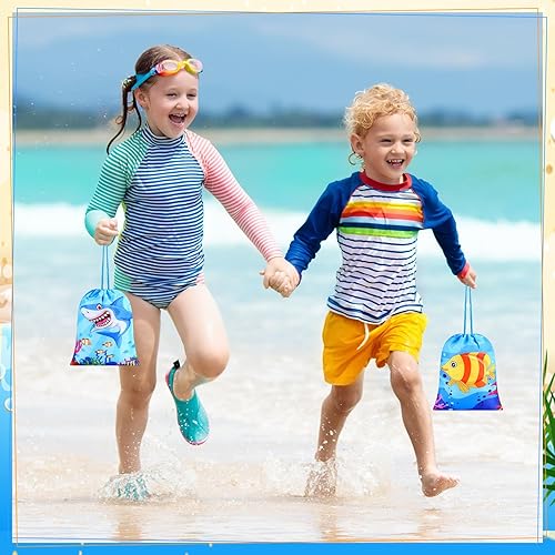 Miniatura 6 de Cunno 24 bolsas de regalo con cordón de océano, reutilizables, animales marinos, bolsas de dulces para cumpleaños, bajo el mar, bajo el agua,