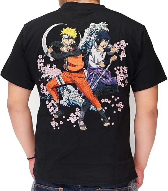 Amazon ナルト コラボ 和柄 刺繍 華鳥風月 朧 メンズ レディース 波 Naruto サスケ Tシャツ カットソー 通販