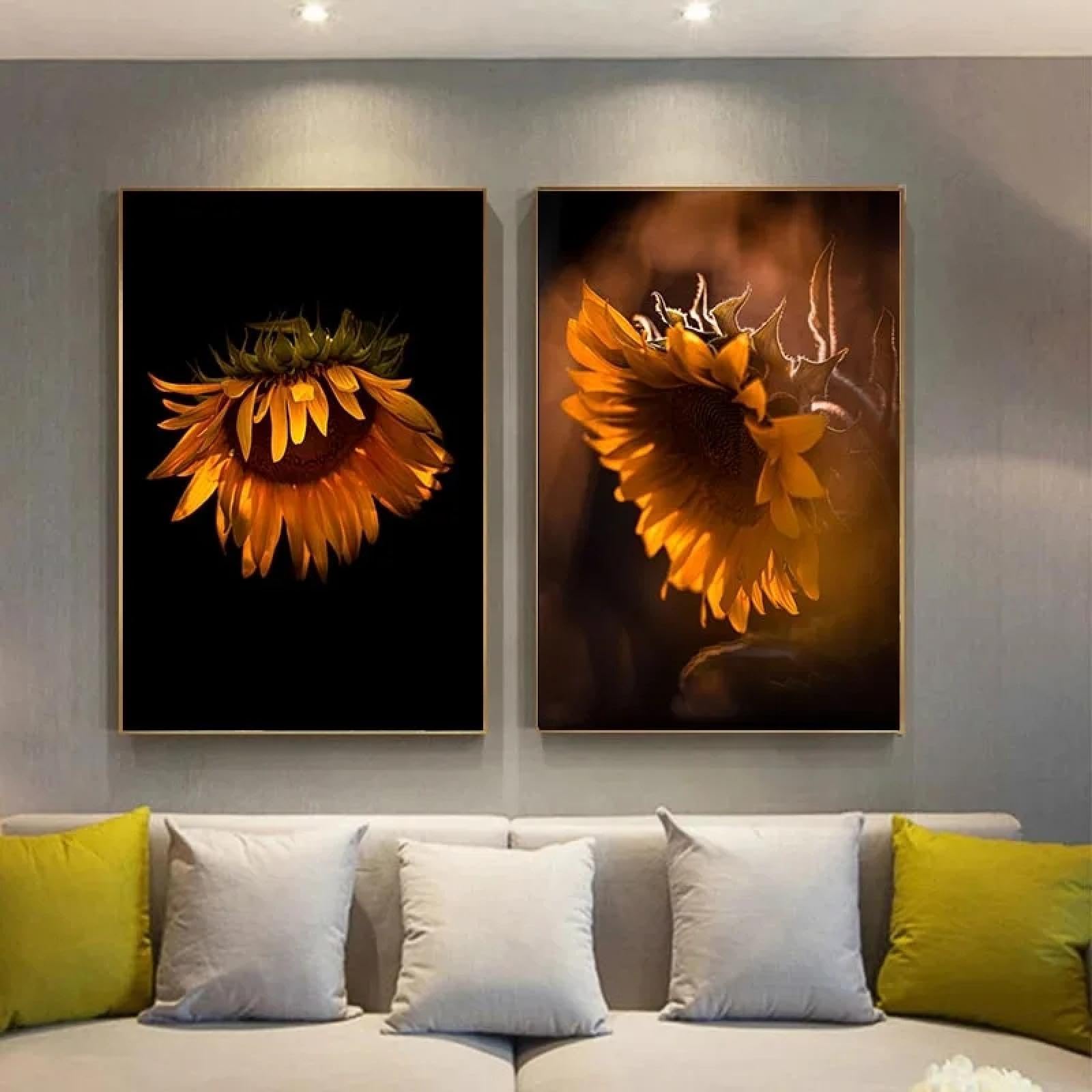 Art mural moderne avec impression de tournesol sur toile haute définition - 6