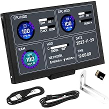 BJLIFE 5 inch Computer Temp Monitor, IPS PC Temperature Display, Mini LCD Screen Inside PC Case, RAM HDD Data CPU Monitor Screen with Dynamic Video Background, 32GB Card