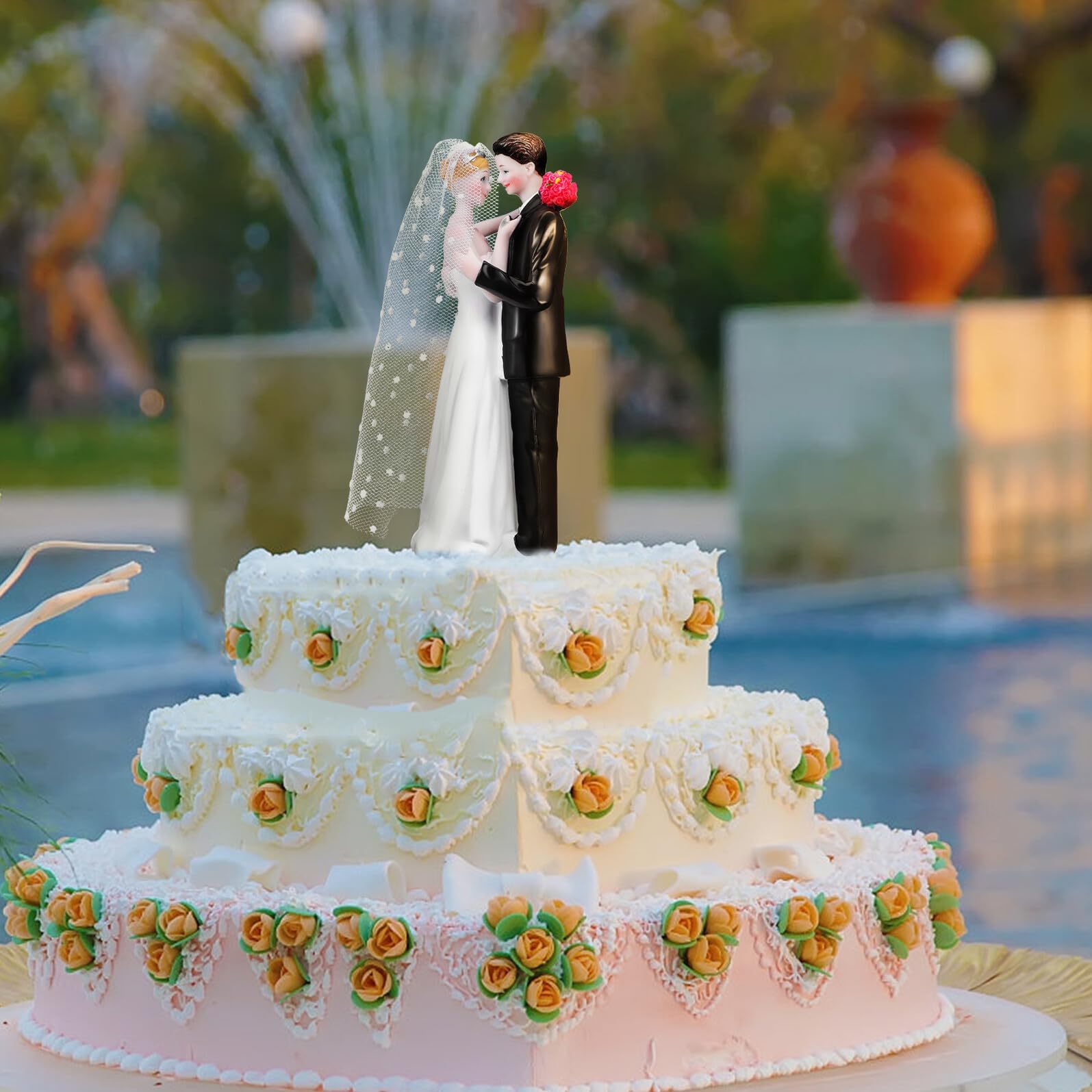 Cake Topper Matrimonio in Resina Elegante Decorazione per Torta Sposi Non Facile da Sbiadire Sicuro da Usare per Festa di Nozze