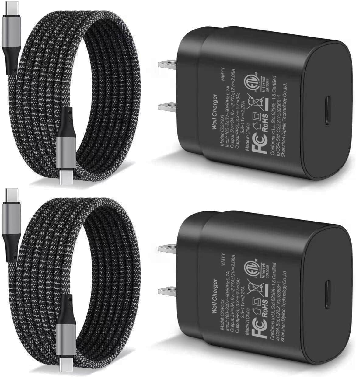 25W USB C Super Fast Charger Type C for Samsung Galaxy S25/S24/S23/S23+/Ultra, S22/S21/S20/FE, S10/S9/S8, Note 20/10, Z Fold 6/5/4, Android Phone, PD USBC Charging Block and 6.6FT Braided USB-C Cable