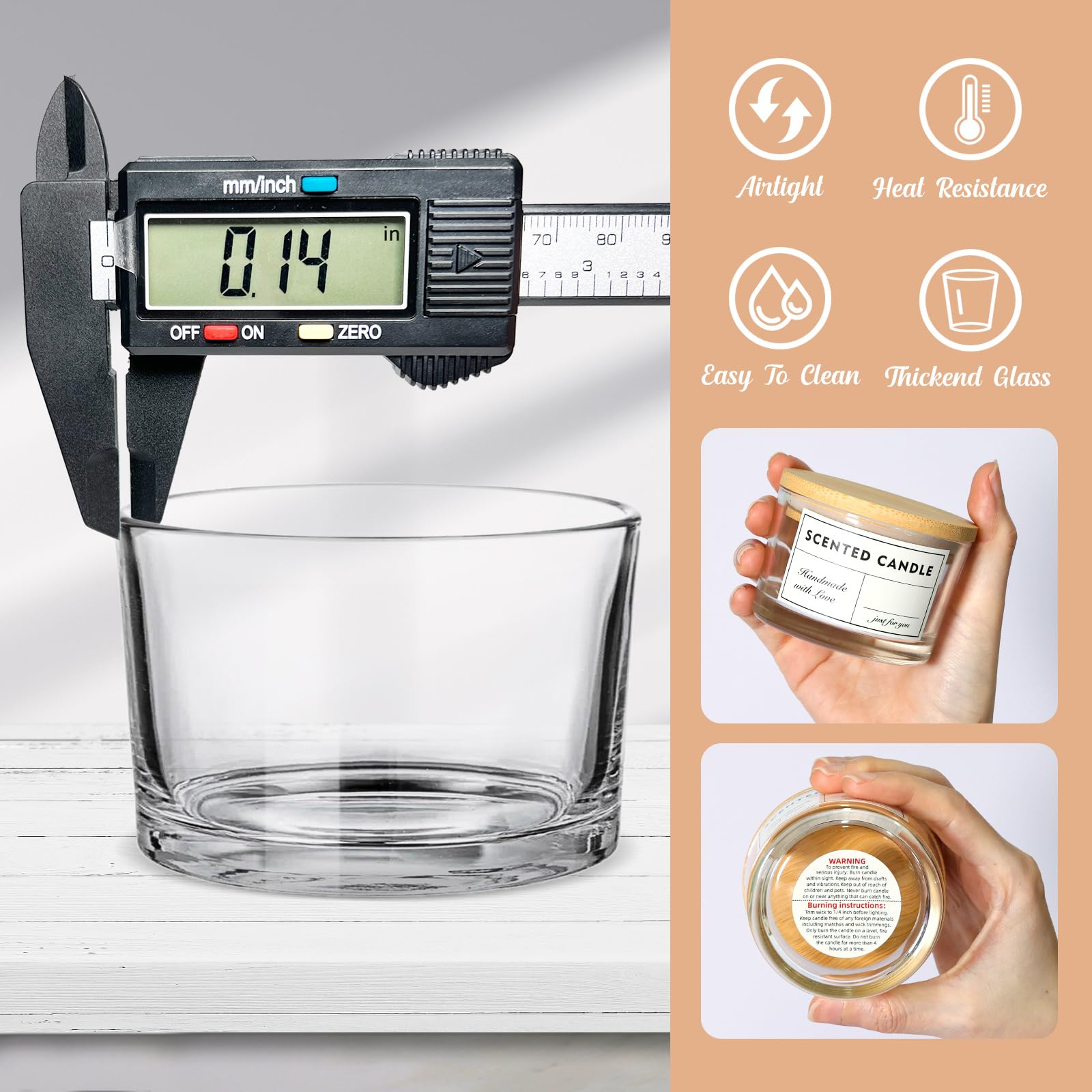SUPMIND Klarglas-Kerzengläser mit Deckel, 118 ml, 15 Stück für die Kerzenherstellung