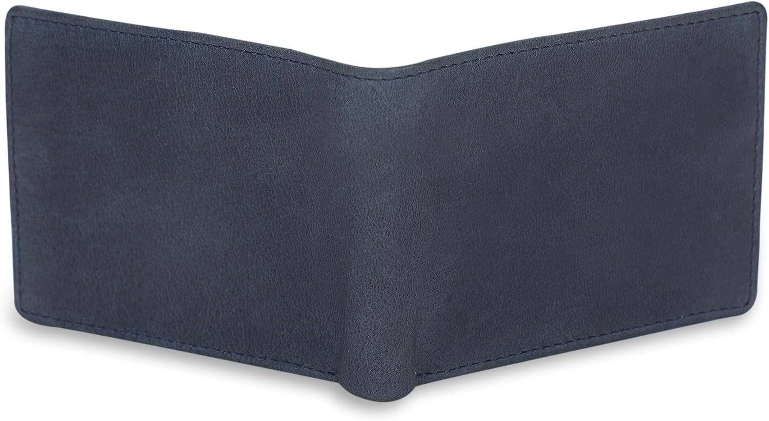 Wallet for Men, Full Grain Leather Bi-fold Wallet with Guitar Pick Holder, RFID Blocking Classic Wallet, Men's Wallet, Slim Billfold Wallet, Leather Wallet Gift for Men (Blue) - Image 8