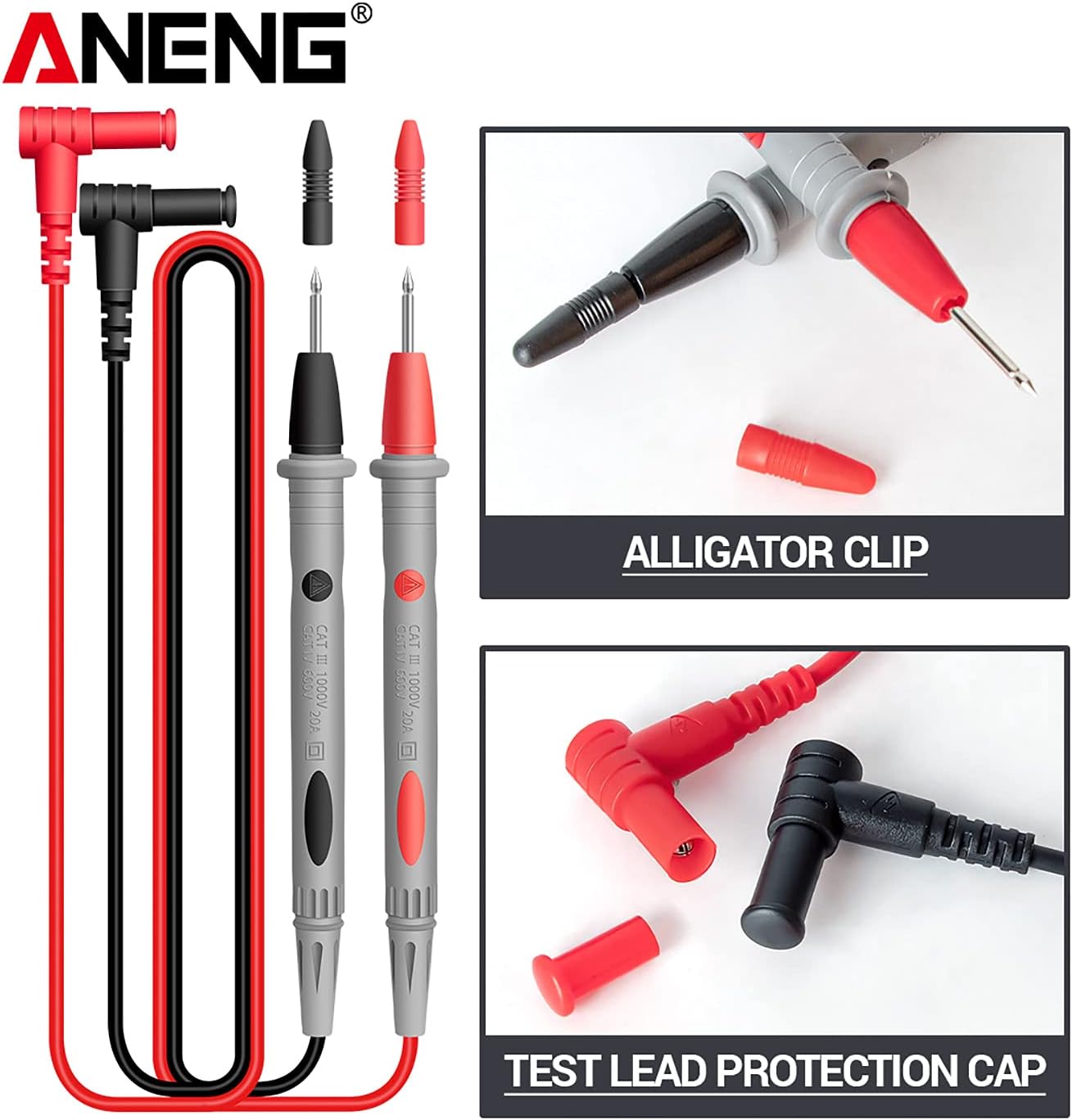 ANENG ST180 Clamp Multimeter performing NCV induction detection near an electrical outlet