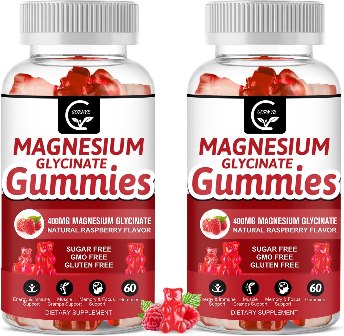 Product image of Magnesium Glycinate Gummies 400mg, Mg Potassium Supplement with Chelated Magnesium Malate Complex, Vitamin D, B6, and CoQ10, Supports for Memory, Calm, Mood & Sleep - 60 Count (Pack of 2)