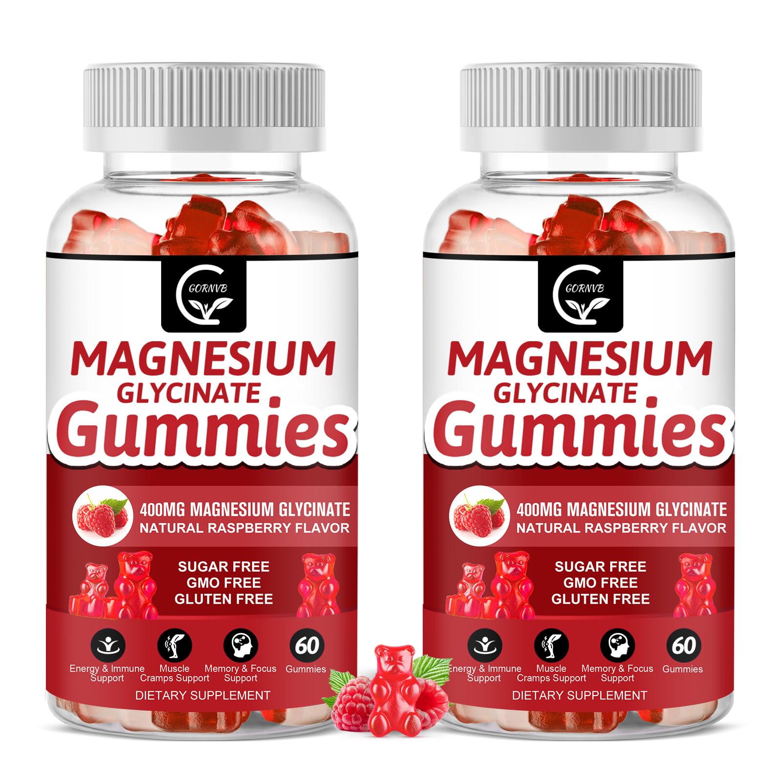 Magnesium Glycinate Gummies 400mg, Mg Potassium Supplement with Chelated Magnesium Malate Complex, Vitamin D, B6, and CoQ10, Supports for Memory, Calm, Mood & Sleep - 60 Count (Pack of 2)Magnesium Glycinate Gummies 400mg, Mg Pot…