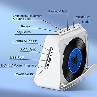 9.8" Portable DVD Player with Bluetooth, 1024 x 600 Screen, Portable DVD Player with Screen, 4000mAh Rechargeable, HiFi Speakers, Timer/Remote/Sync TV, Support DVD/CD/Bluetooth/AUX/AV/USB