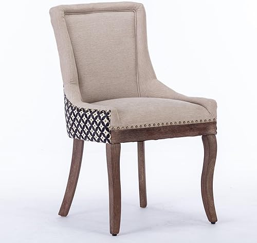 A&A Furniture Ultra Side Dining Chairs Set of 2, Modern Table & Chair Sets with Thickened Fabric and Solid Wood Legs, Bronze Nail Head Accent,