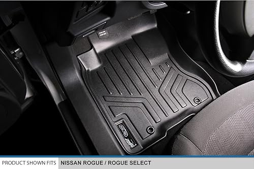 Miniatura 2 de SMARTLINER Juego de alfombrillas de suelo de ajuste personalizado, 2 filas, color negro, compatible con Nissan Rogue 2008-2013  Rogue Select