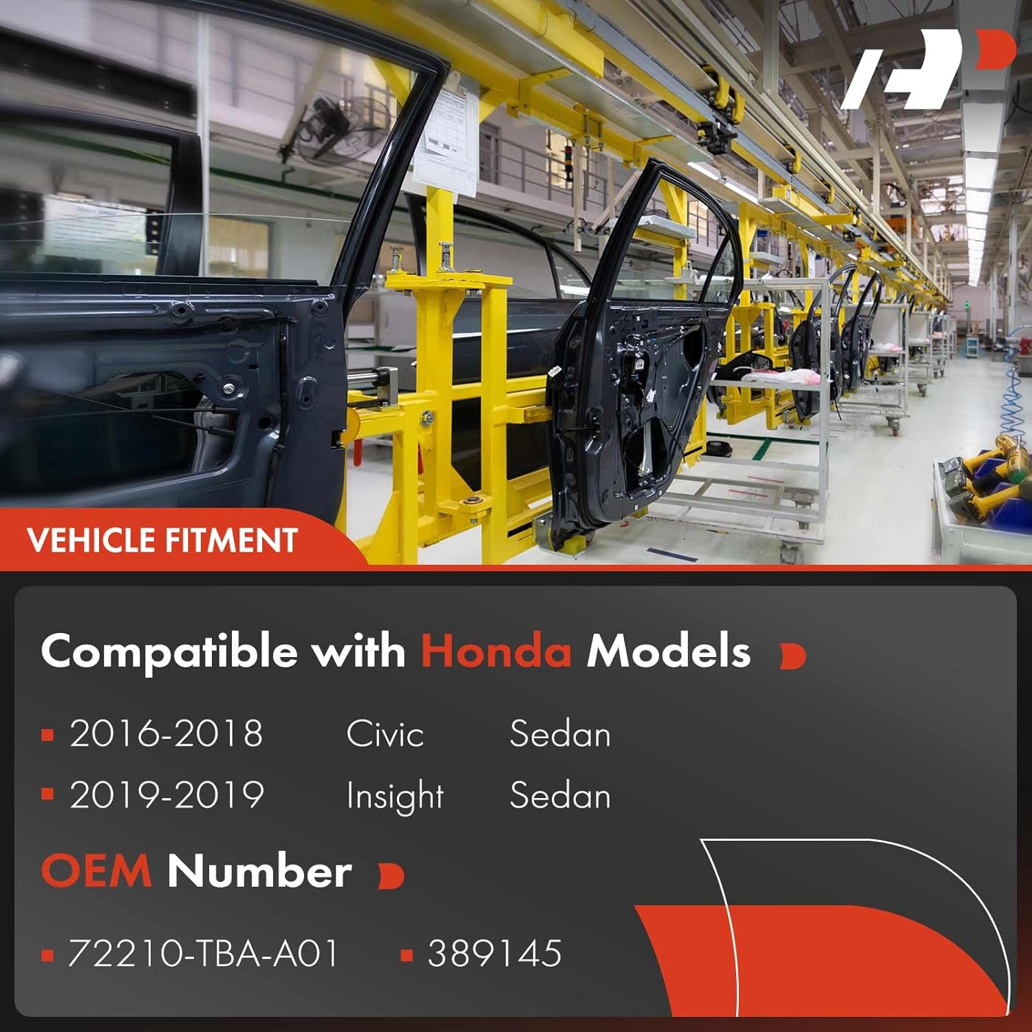 A-Premium Power Window Regulator with Motor Front Passenger Side Compatible with Honda Civic 2016-2018 (Sedan Body Style Only) Insight 2019 Front Right Passenger Side