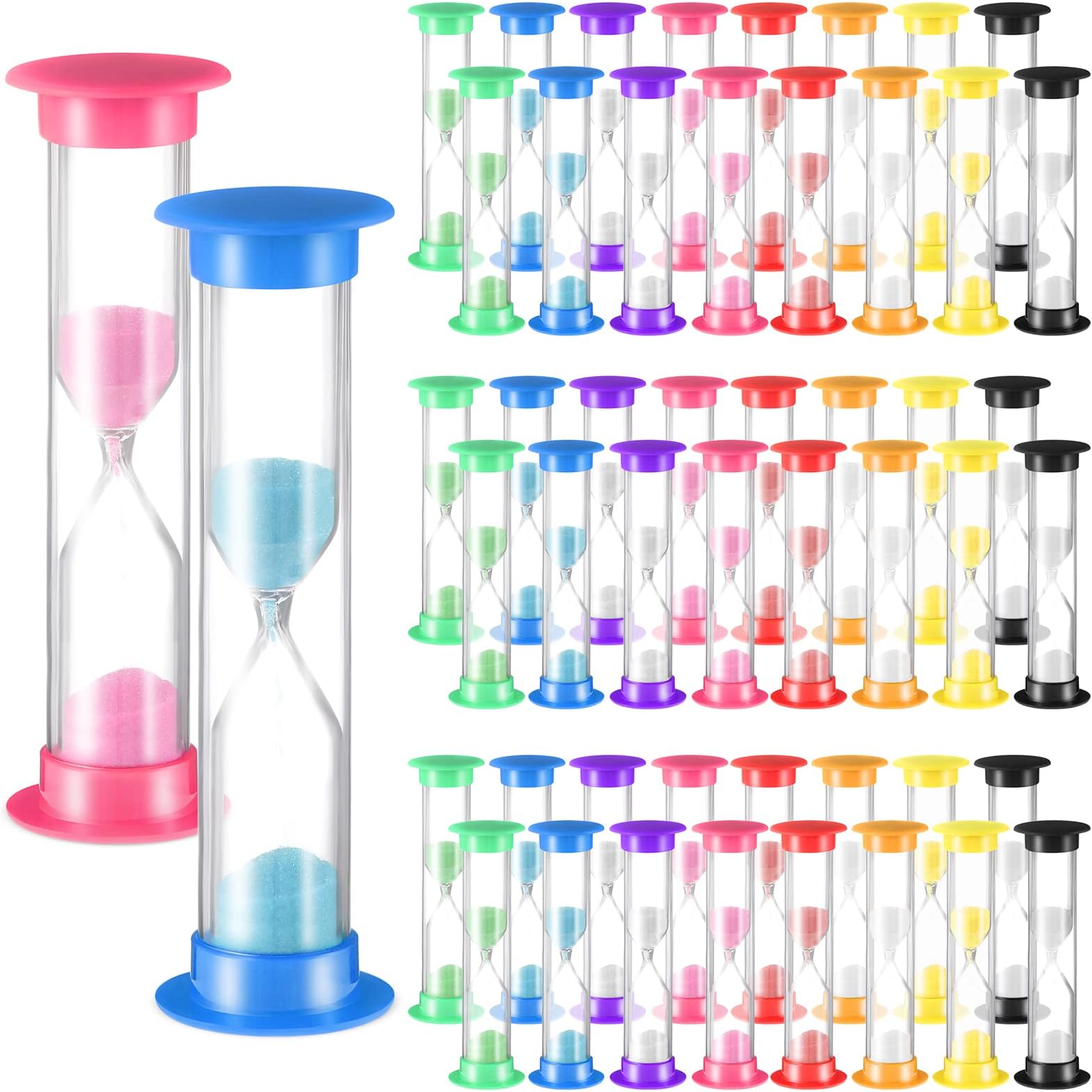 Queekay 48 Pcs 2 Minute Sand Timer for Kids, Mini Hourglass Bulk Sand Clock Timer for Adult Kids in Classroom Kitchen Games Office School(Colorful)