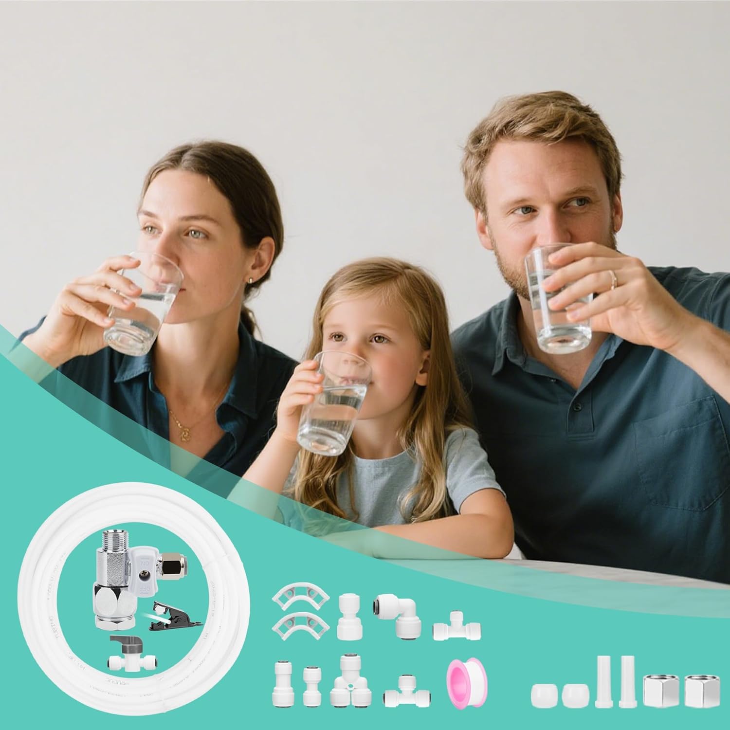 Refrigerator Water Line Kit Connection and 25FT 1/4" OD Tubing with Inlet Adapter Quick Connect for Refrigerator Ice Maker RO System Water Purifier Faucet