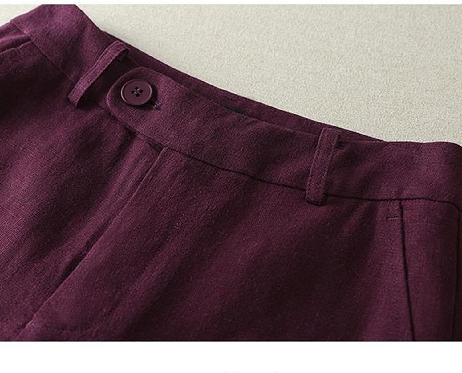 DGHM-JLMY Ladies Wide Leg Pants High Waist Loose Linen Pants Cotton Casual Pants Floor Pants Button Up Straight Leg Trousers