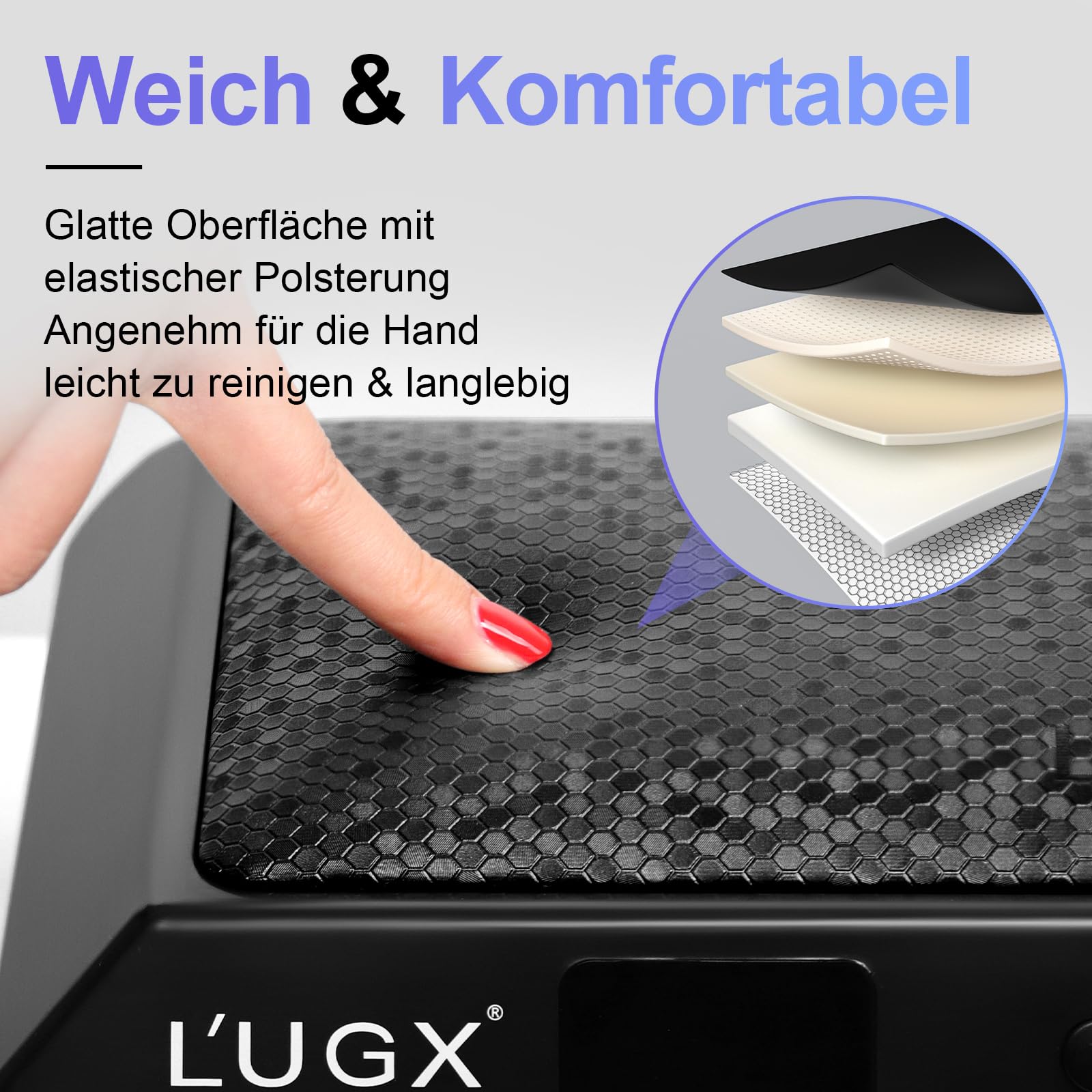 L'UGX UV Lampe für Gelnägel 72W – Professionelle Nagellampe mit Handauflage, große Led Lampe Nägel für Maniküre & Pediküre, Zuhause & Studio-Schwarz-205