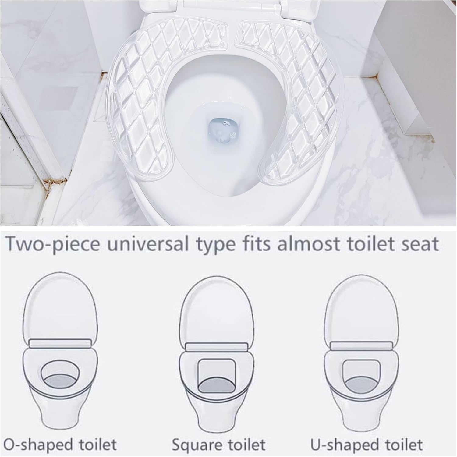 Gel Toilet Seat Cover, Toilet Seat Cushion, Toilet Cover Portable and Washable Toilet Seat Cover Universal, Washable for Standard U Shape Toilet Seats (Clear)