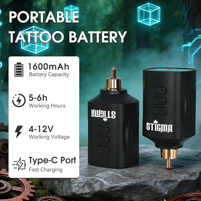 Kit Máquina Tatuar Rotativa ST-TKP104A-1 con Baterías y Tint miniatura 3