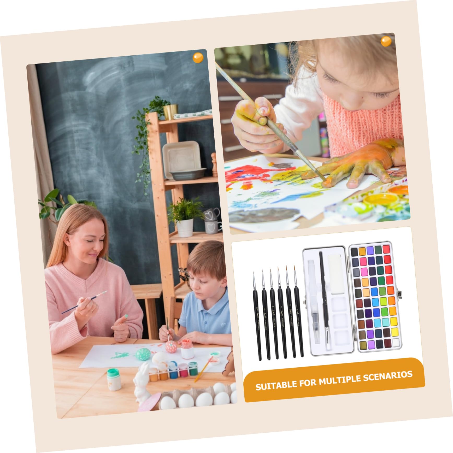 TEHAUX 2 Ensembles Set de Peinture Portable avec Pigments Solides Pinceaux Kit Complet pour Artistes Étudiants Outils de Peinture Colorés Une Boîte Pratique