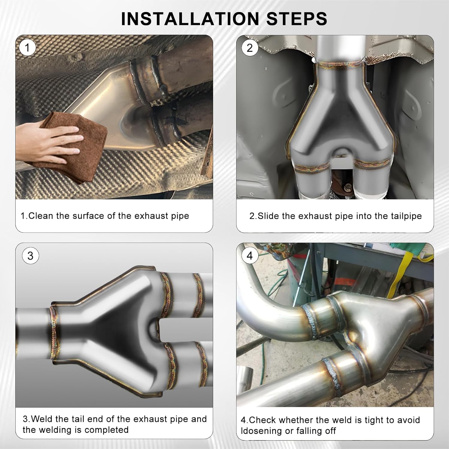 Mupera 2.5 Inch Exhaust Y Pipe, 2.5" Single to 2.5" Dual Exhaust Adapter Connector, Universal 10 Inch Long Weld-On Stainless Steel Diesel Y Pipe for Car Truck