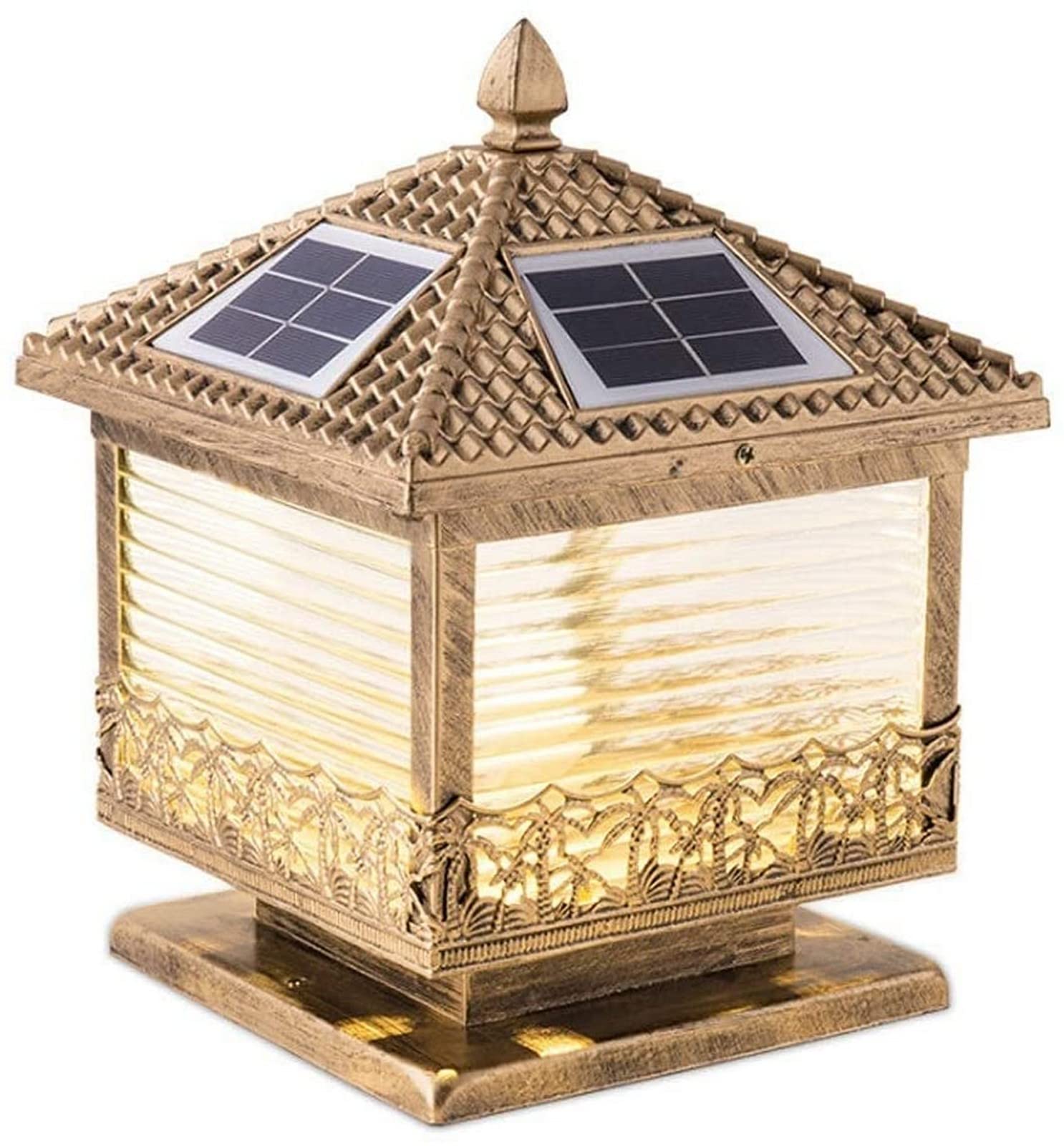 QUSYZD Led Solar Security Lights Outdoor, Solar Fence Lights,Garden Post Light Outdoor Led Courtyard European-Style Square Home Waterproof Wall Garden Villa Gate Solar Post,38cm
