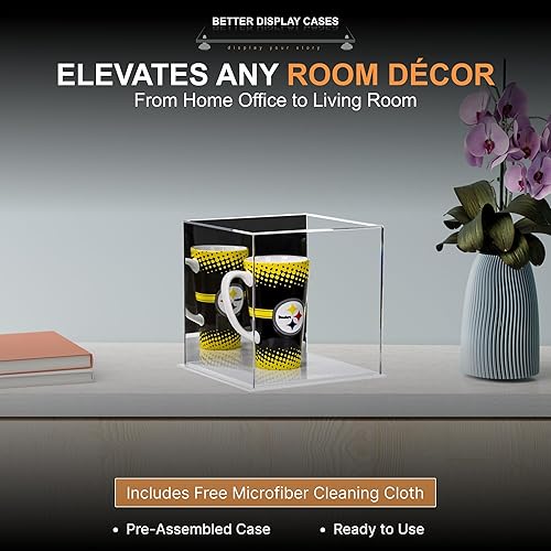 Vista 620 de Better Display Cases Versátil vitrina de acrílico transparente - Caja rectangular grande con base blanca 18" x 12" x 3" (BK09)