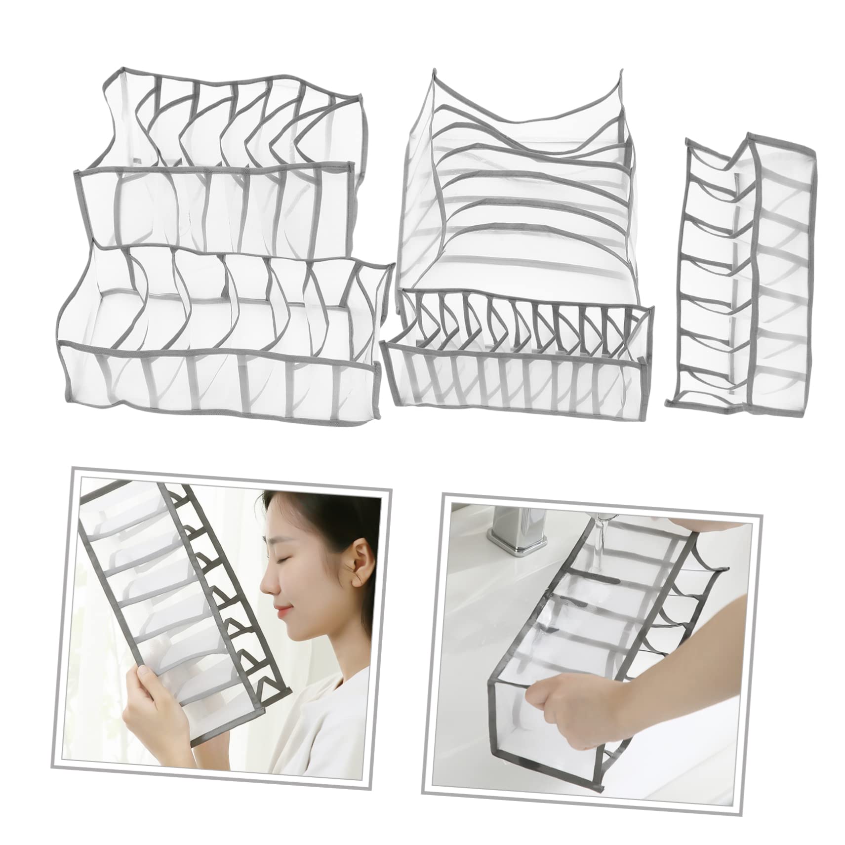 Zerodeko 5Pcs Multigrid Underwear Organizer Closet Storage Bins for Jeans Socks Bras Ties Mesh Design for Easy Visibility Quick Access for Wardrobe