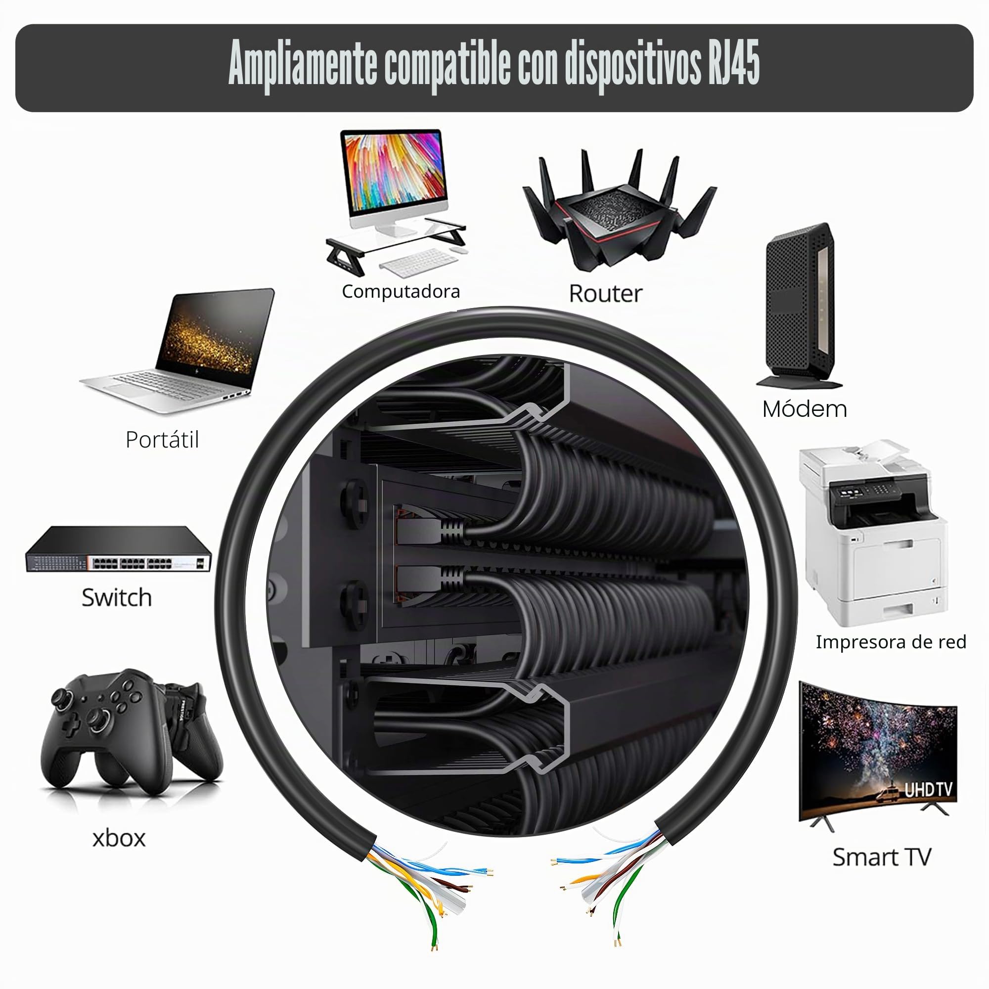 MEIPEK Cable Ethernet 100 Metros, Cat 6 Alta Velocidad Cable de Red 100m | Extralargo UTP Gigabit Negro Cables LAN, 24AWG CCA 1000Mbps 250MHz Granel Cables Internet Patch para Router Módem