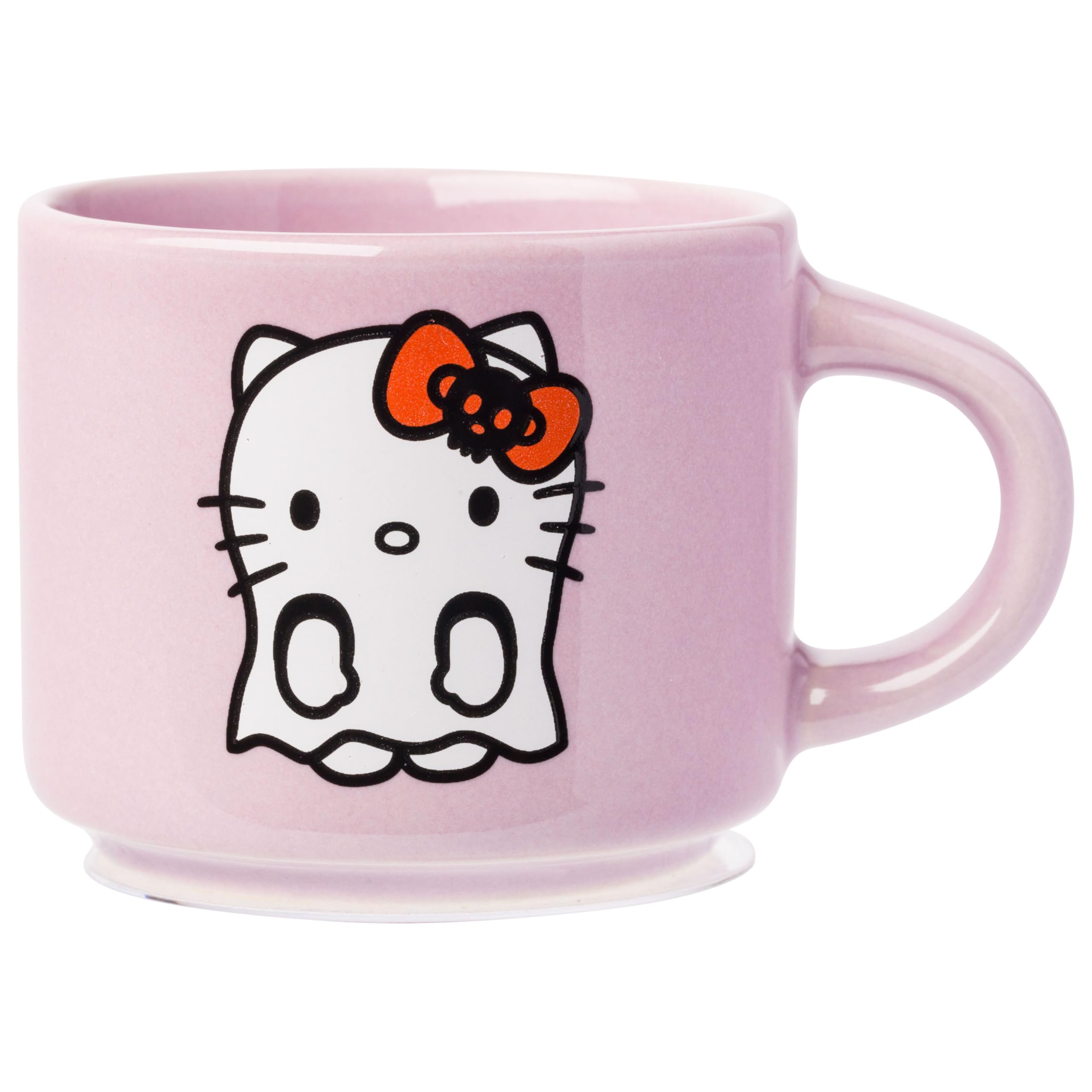 Silver Buffalo Sanrio Hello Kitty Halloween stapelbares Keramikbecher-Set mit Aufbewahrungsregal, 85 ml, 4 Stück