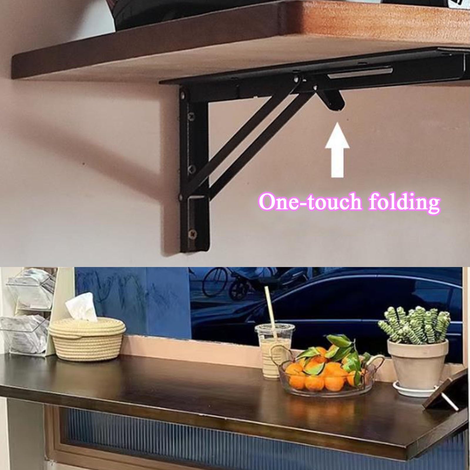 Schwebender Schreibtisch for die Wand, herunterklappbarer schwebender Schreibtisch, an der Wand montierter klappbarer Schreibtisch for Küche, for die Küche im Homeoffice(120*45cm/47.2*17.7in)