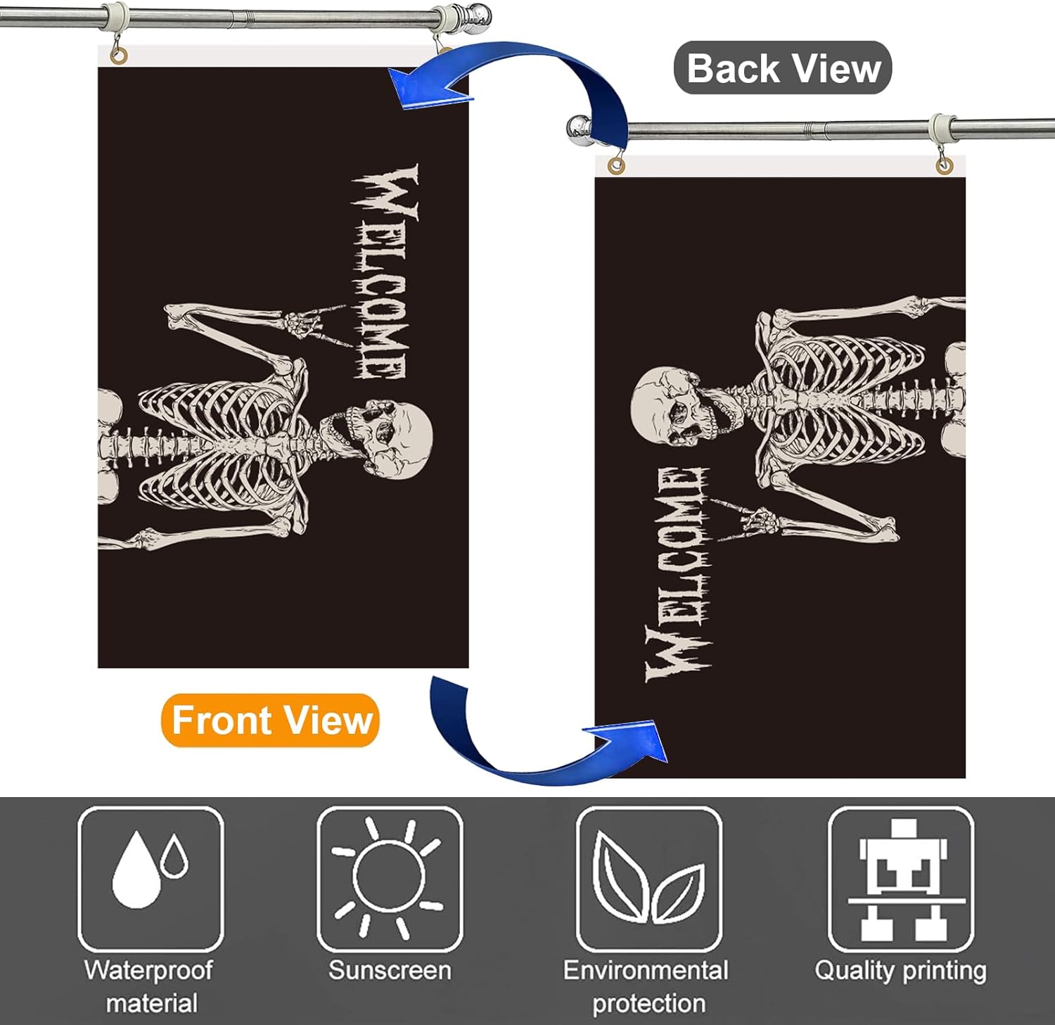 Halloween Flag 3x5 Outdoor, Double Sided Halloween Flags For Outside Flagpole, 3 Ply 3x5 Ft Scary Welcome Flag, Creepy Hallpween Banner Garden Flag With Uv Fade Proof