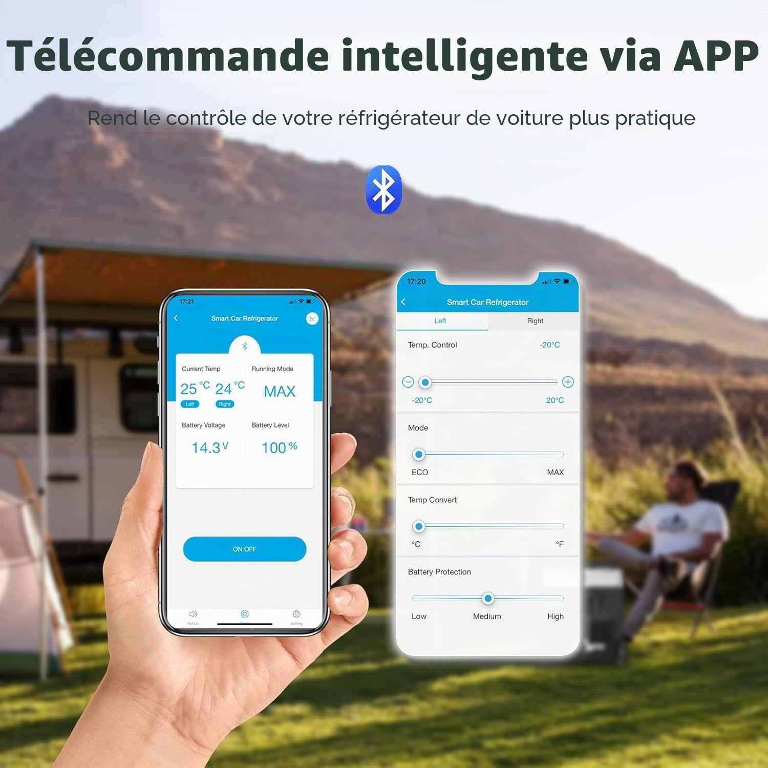 AAOBOSI Glacière compresseur, glacière de Voiture avec contrôle par Application, glacière pour Le Stockage des Boissons et des Aliments, de -20 °C à 20 °C, réfrigérateur de Voiture pour Voitures