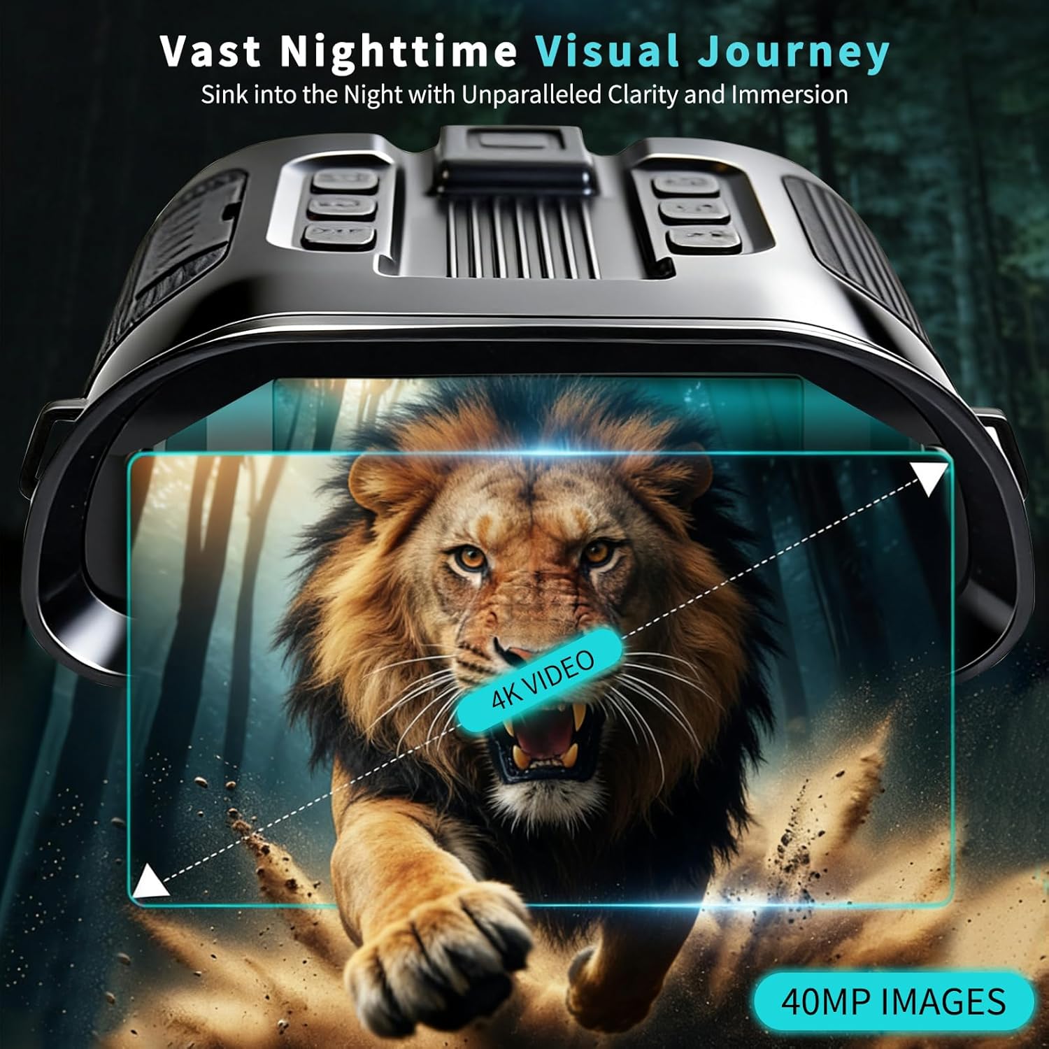 Night Vision Goggles for Adults, 4K Night Vision Binoculars 8X Zoom & 5000mAh Rechargeable Battery, 3" HD Screen & 32GB Card, Infrared Vision, Infrared Binoculars for Hunting, Camping & Security - Image 6