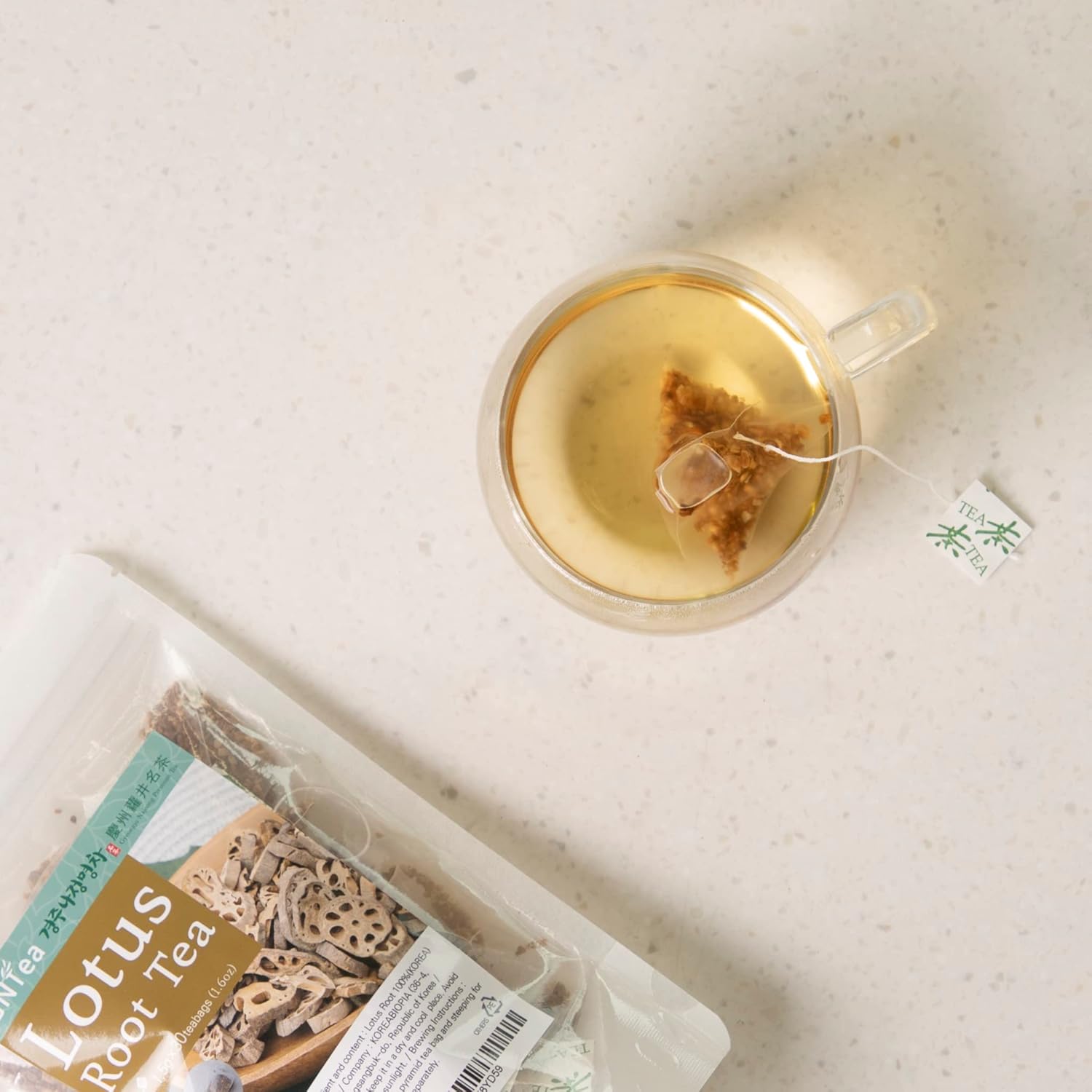 [GNTea] Vegan Lotus Root tea 30 teabags (pack of 1) 1.6oz, Triangle teabag (PLA), Handmade Roasting Leached tea - Image 6