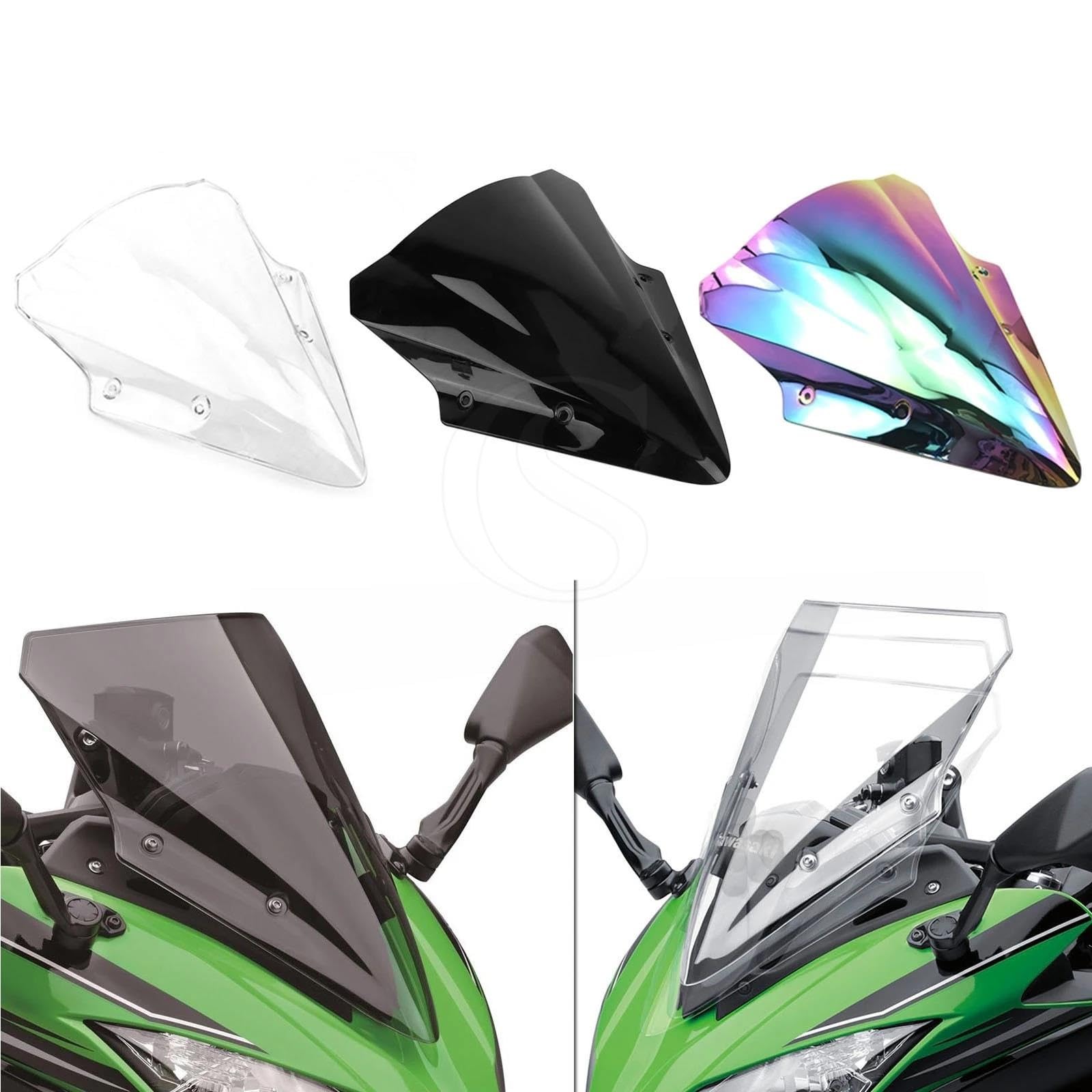 Do Ninja 650 ER6F EX650 2017 2018 2019 Szyba Przednia Akcesoria Motocyklowe Deflektory Szyby Przedniej Parabrisas Przedłużenie szyby motocykla(Iridium)