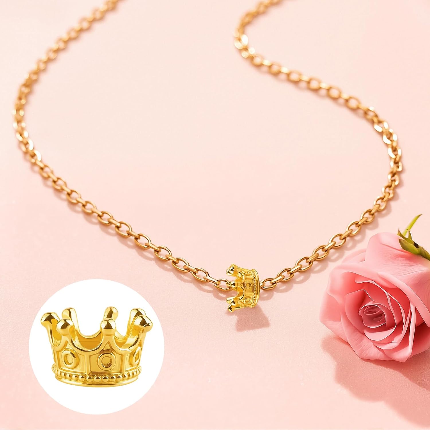 Mini Crowns Charms, 50PCS Mini Crowns for Crafts/Gold Bead Solid Metal King Queen Crownings, 3D Alloy Crown Pendant for Bracelets, Alloy King Crown for Bracelet, Necklace DIY, Golden Jewelry Making - Image 4