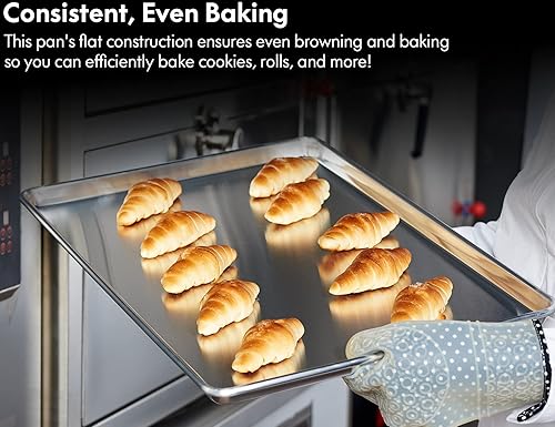 Miniatura 4 de CURTA Paquete de 12 bandejas de aluminio, listado por la NSF, tamaño completo de 26 x 18 pulgadas, bandeja para panecillos comerciales para