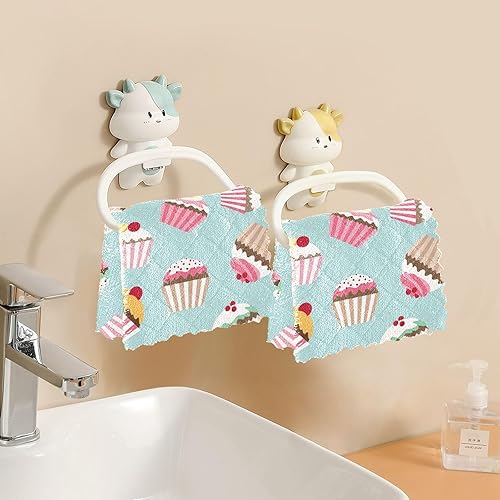 Miniatura 7 de ALAZA Juego de 6 paños de cocina con diseño de cupcakes, paños de cocina, lavables, de secado rápido, reutilizables, 11 x 11 pulgadas