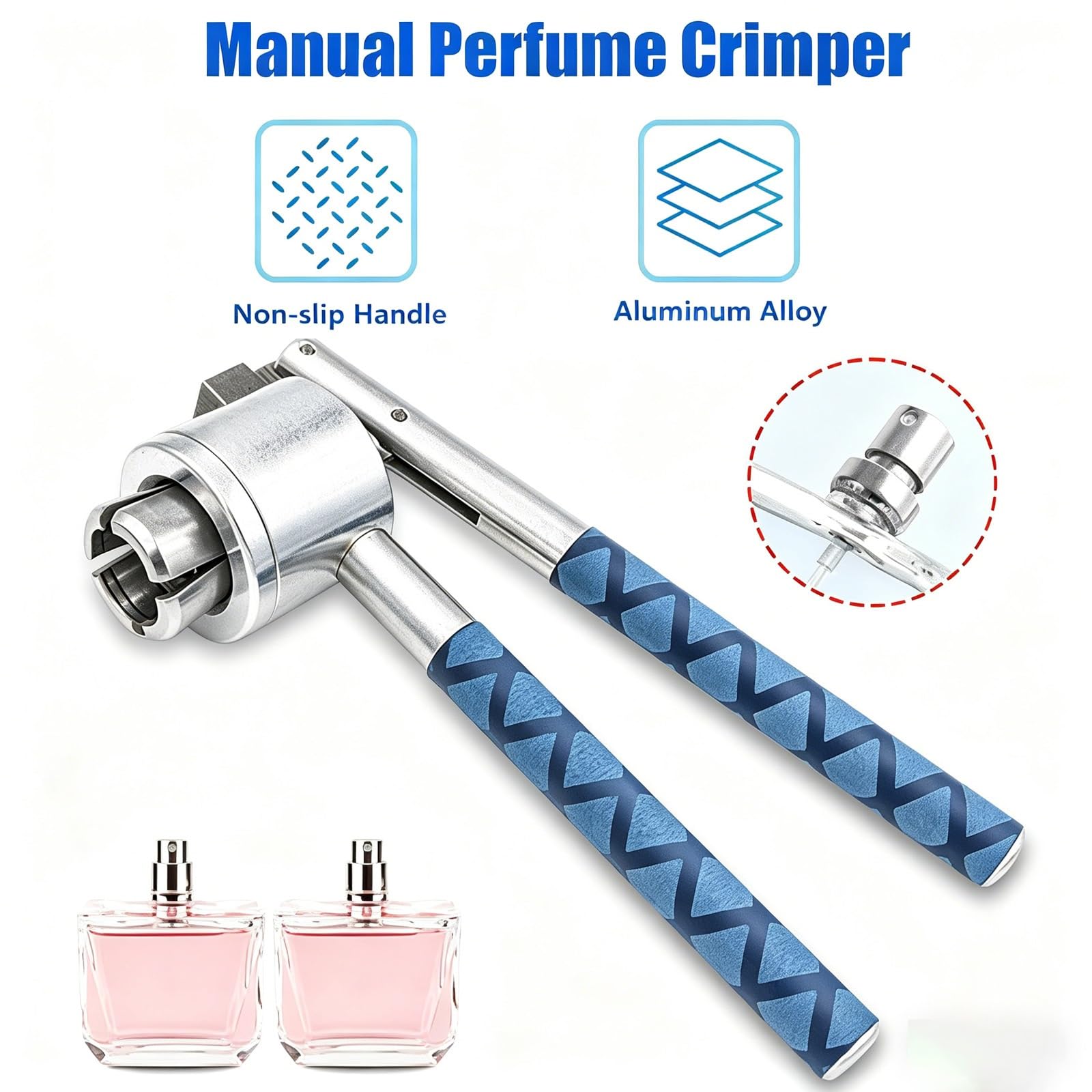 Manuelle Vial Crimper Versiegelung für 13 mm, 15 mm, 20 mm Flaschen – Edelstahl-Flaschenverschluss mit rutschfestem Griff für Parfüm, ätherische Öle, DIY