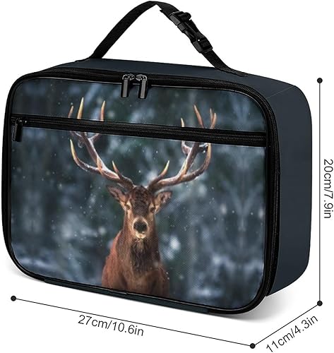 Miniatura 3 de Lonchera reutilizable con diseño de ciervos, bolsa de almuerzo aislada, lonchera para comida y alimentos, bolsa de mano para mujeres, niños, niñas,