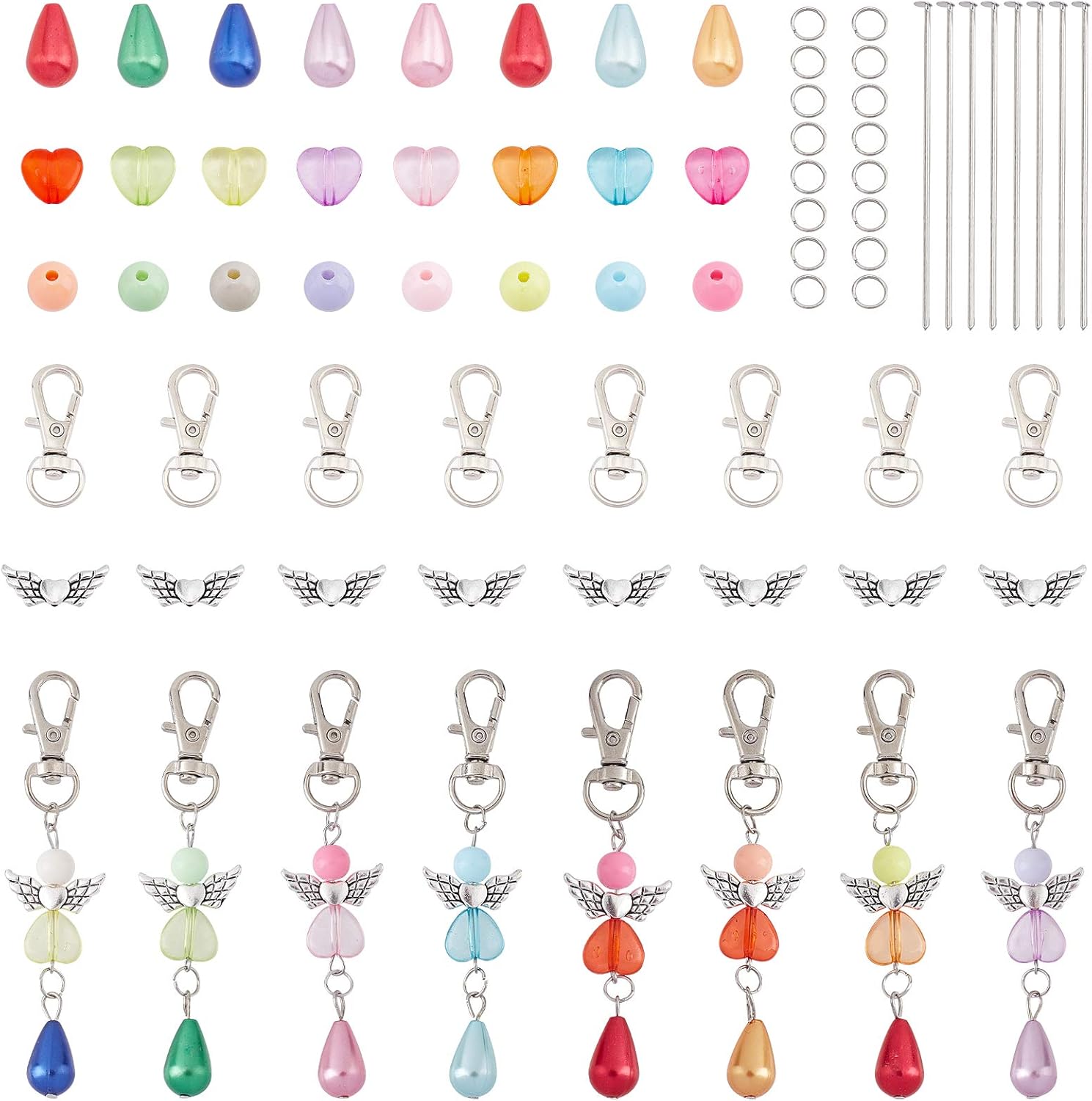 SUPERFINDINGS 520PCS DIY Angel Theme Keychain Kits Craft