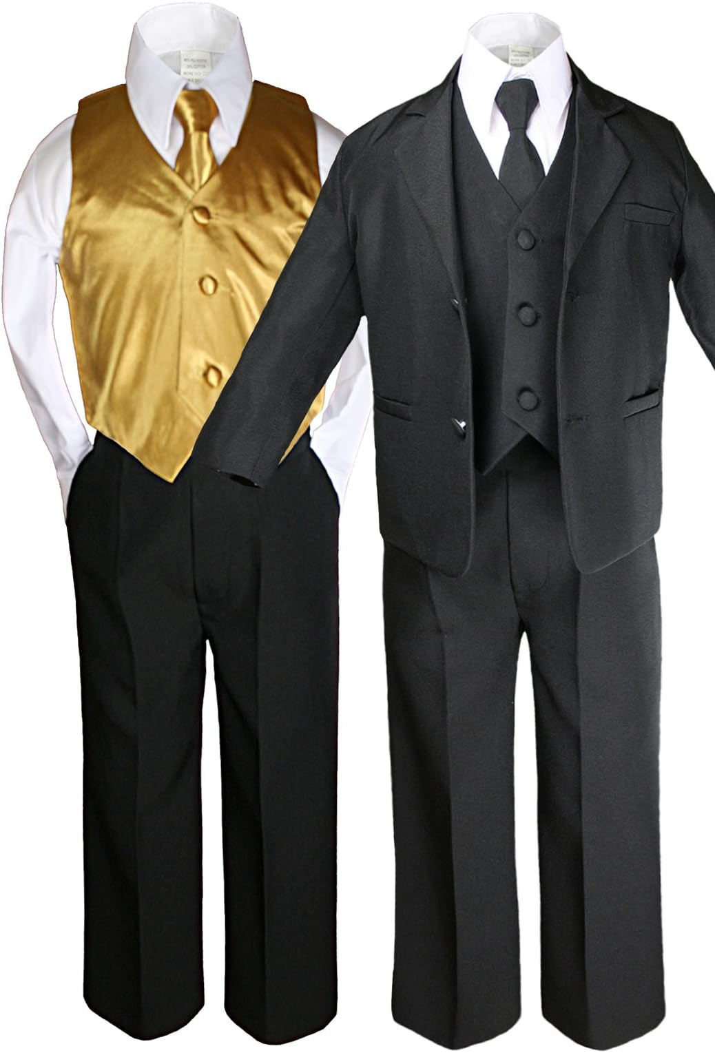 Boy's 5-Piece Vest And Pant Set With Shirt, Tie & Hanky – Formal Outfit For Weddings, Church, Special Occasions, Multiple Colors Available