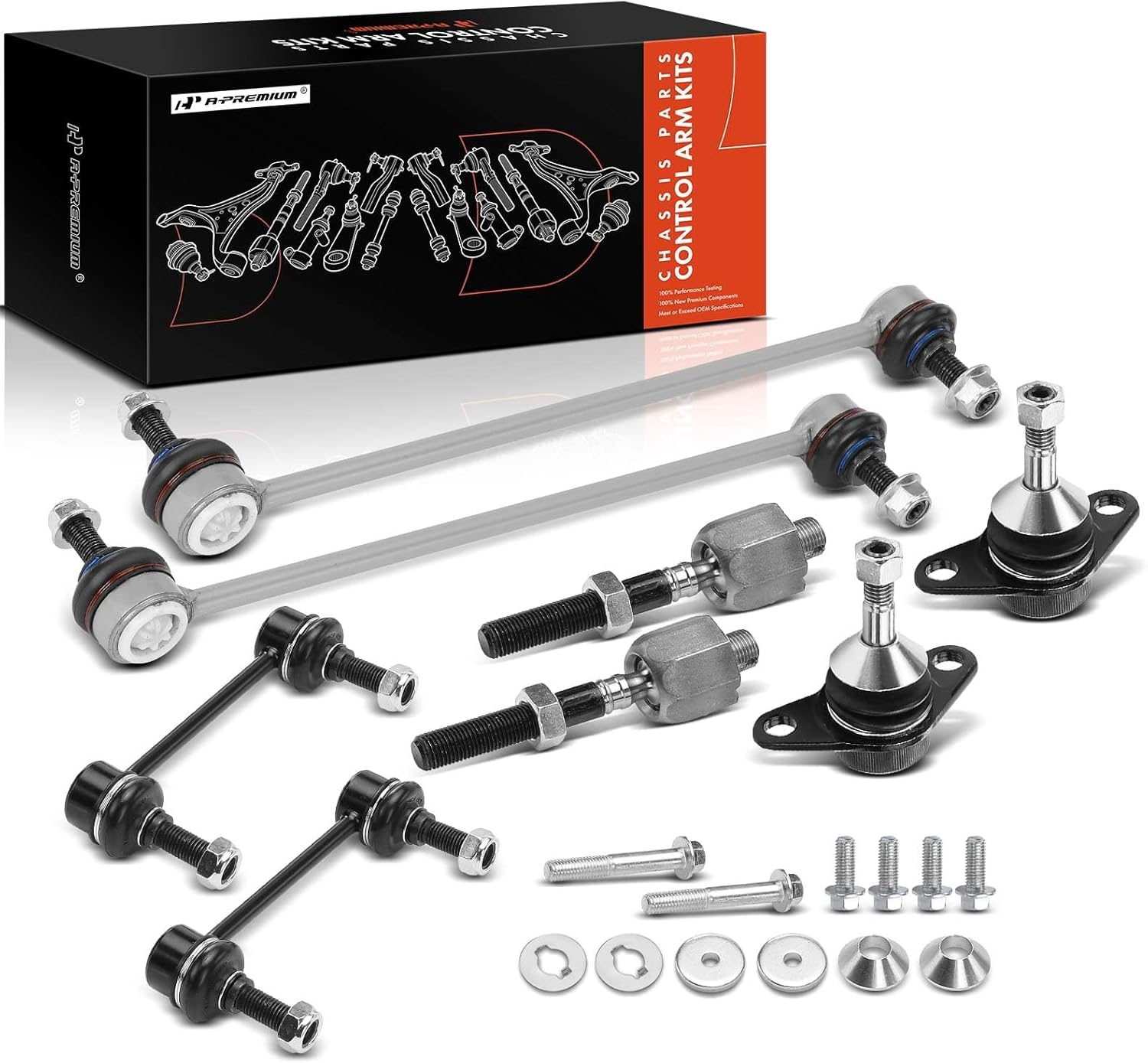 A-Premium Set of 8, Lower Ball Joint, Inner Tie Rod End, Front Rear Sway Bar Link, Compatible with Volvo S60 2001-2007, XC70 2003-2007, S80 2000-2006, V70 2001-2007