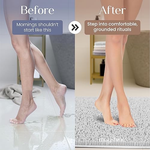 Miniatura 185 de Tapete de baño extra largo de felpilla suave, tapete de microfibra absorbente, lavable a máquina y antideslizante para puerta, baño, habitación