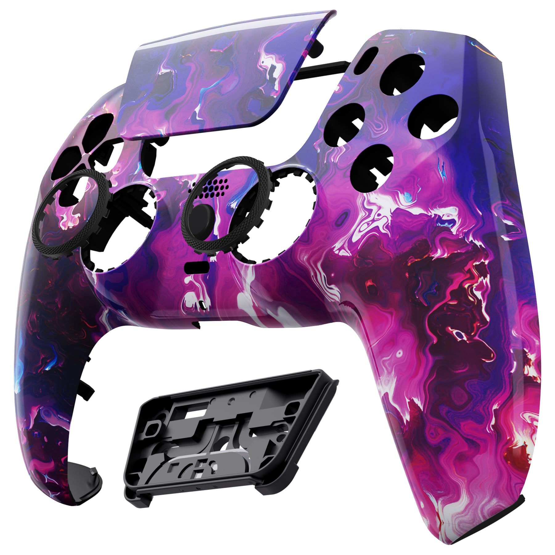 eXtremeRate Luna Cover Ricambio per ps5 Controller,Custodia Copertura Frontale Scocca Shell Ridisegnato&Touchpad&Anelli Compatibile con ps5 Joystick BDM 010/020/030/040/050-Lava Surreale