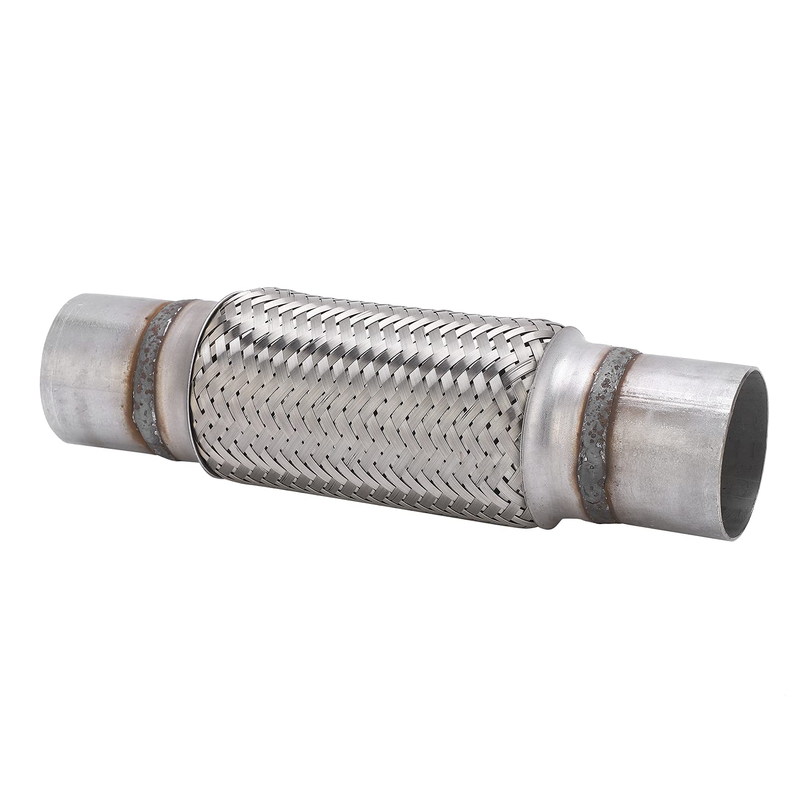 Akozon Tubo flexible de escape de 2,5 x 12 pulgadas Acoplamiento de tubo flexible de escape tejido para coche Tubo de escape trenzado Tubo de junta flexible corrugado de acero inoxidable para cam