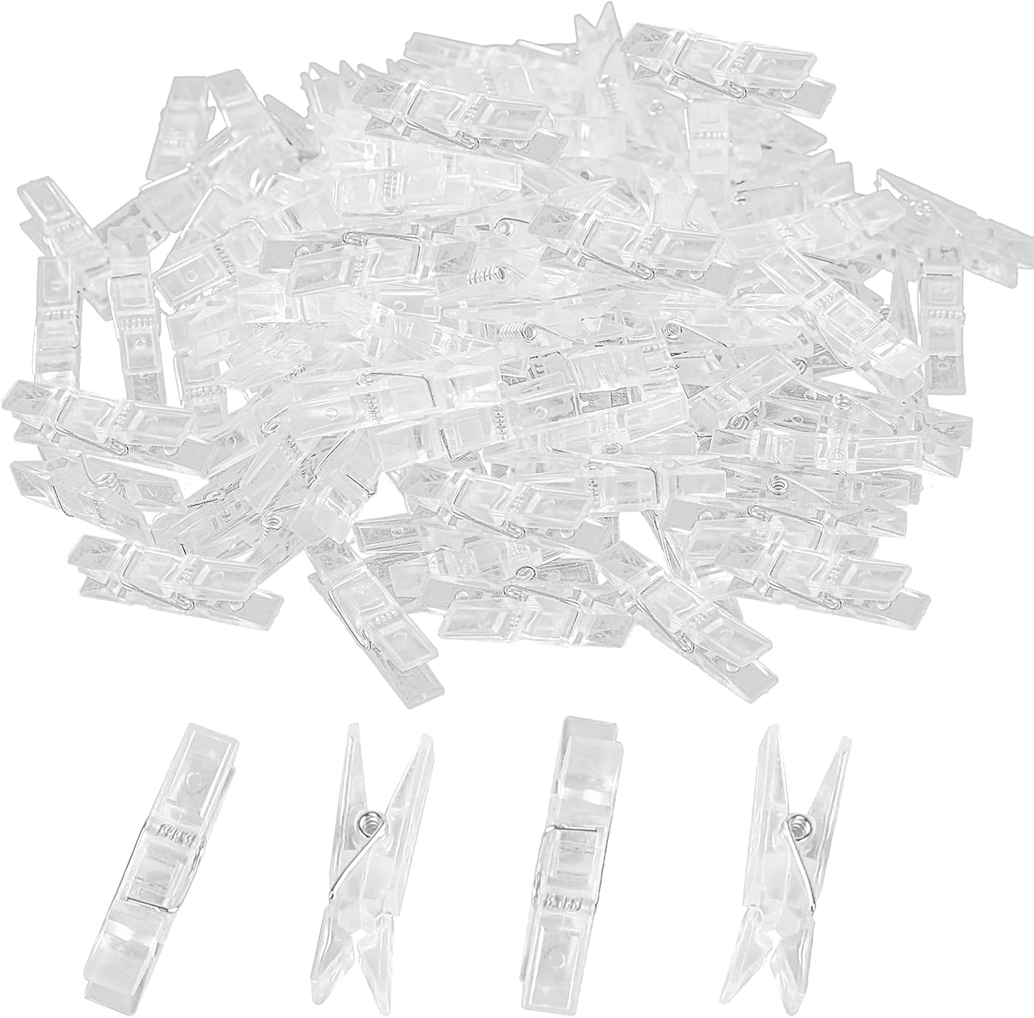 DIYASY 100 Pcs Mini Clear Plastic Clothespins,1.4 Inch
