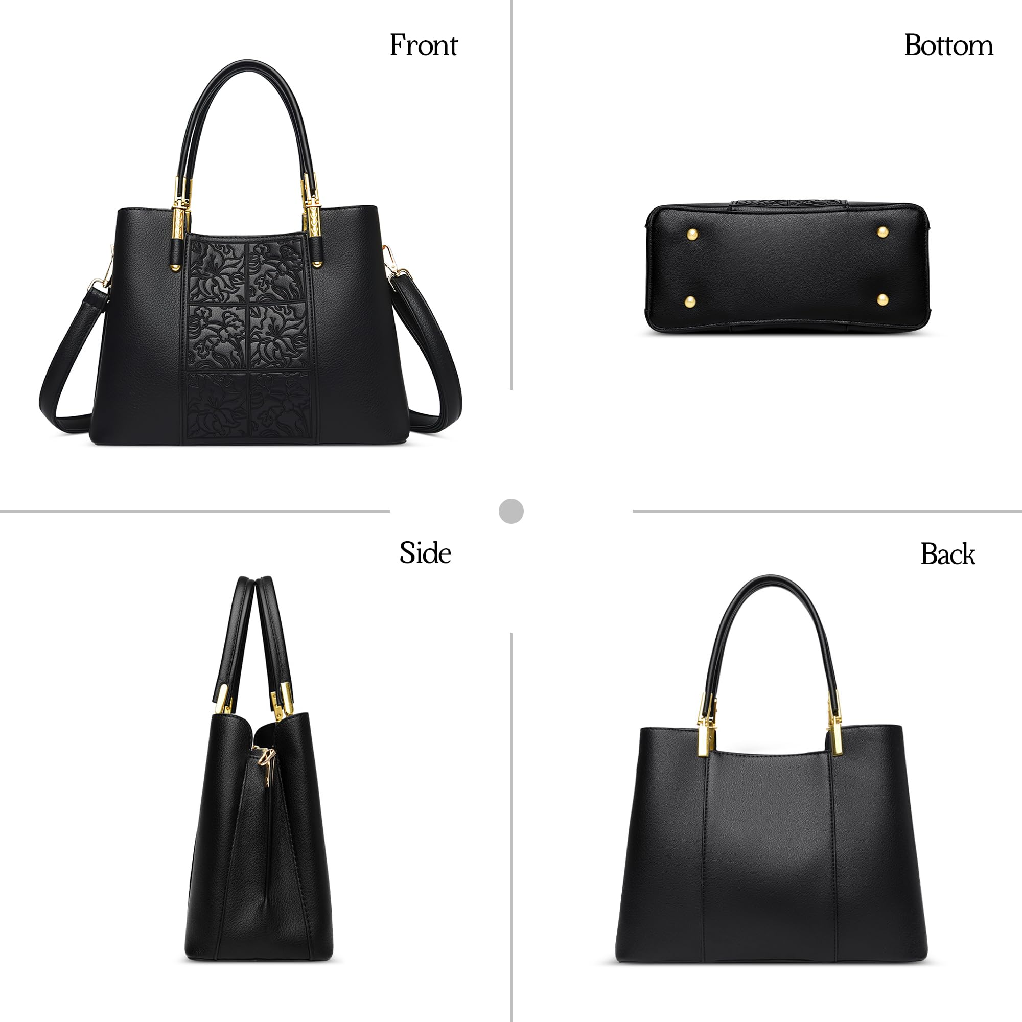 Bolso de Mano Para Mujer Moda Dama Bolso Bandolera Múltiples Bolsillos Diseño de Bordado Exquisito Regalos Citas Vacaciones Bolsa de Mensajero Impermeable Cuero Genuino