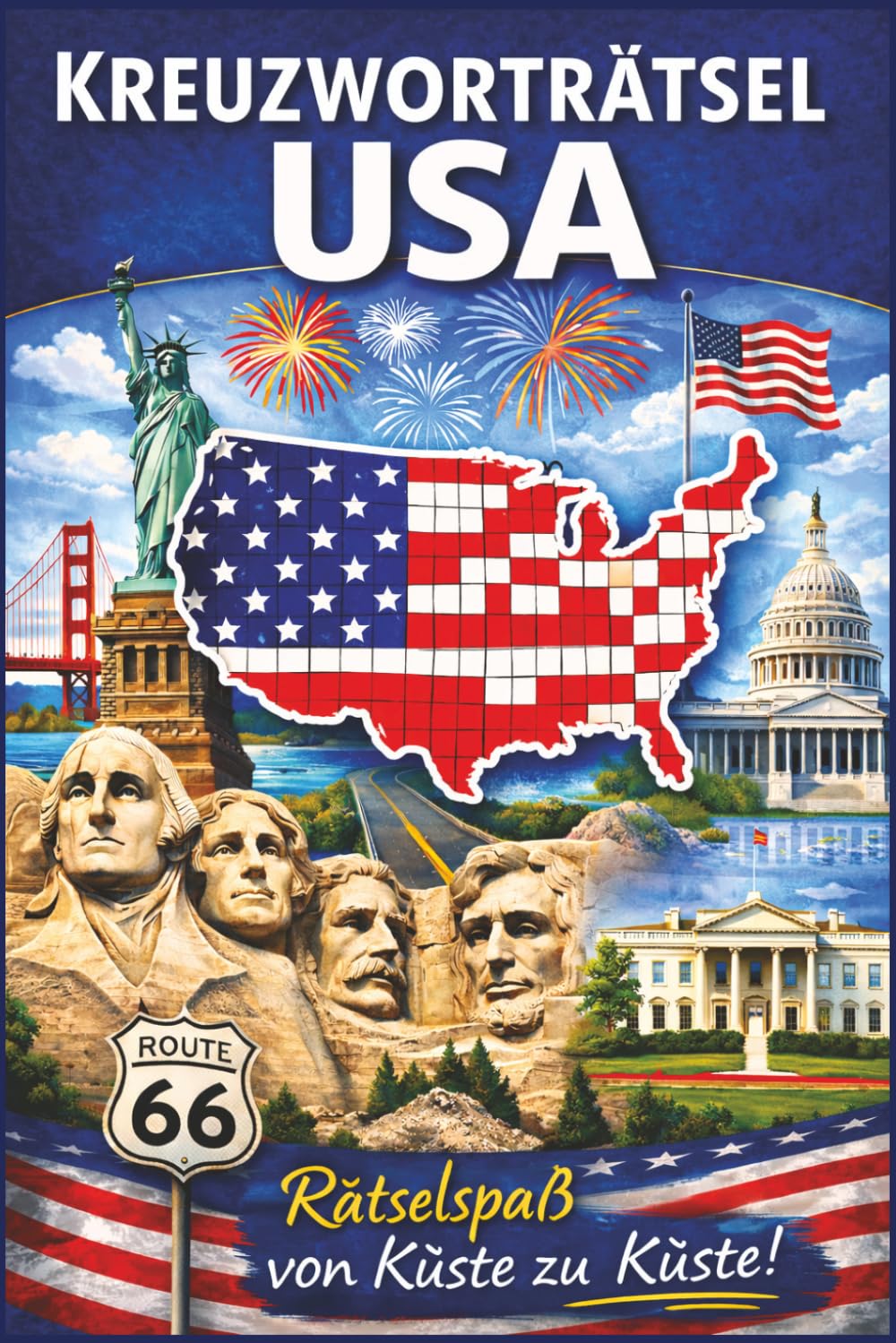 Kreuzworträtsel USA – Rätselspass von Küste zu Küste!: Kreuzworträtsel USA: Kreuzworträtsel leicht lesbar zum Thema USA, Bundesstaaten, Städte, ... 60 Puzzles, Rätselspass, Entspannung & Lernen